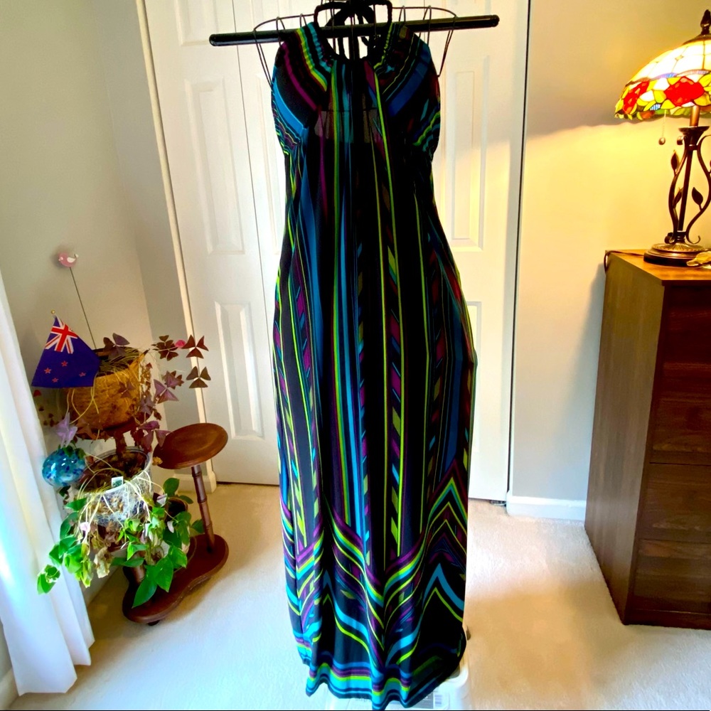Womens Maxi Dress with Tie Neck